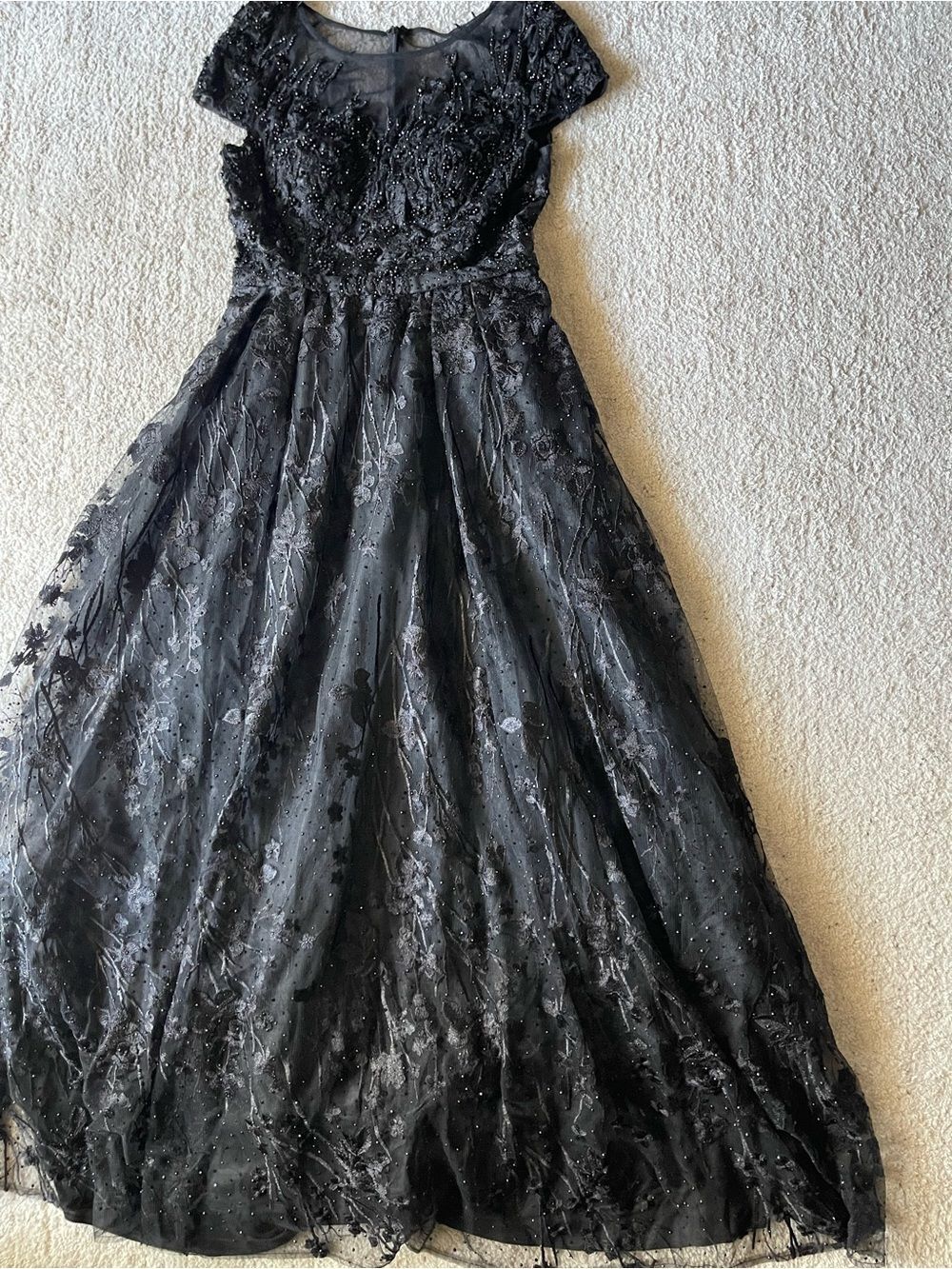 MAC DUGGAL 20405 Black Embellished Floral Cap Sleeve A Line Gown - Picture 5 of 10
